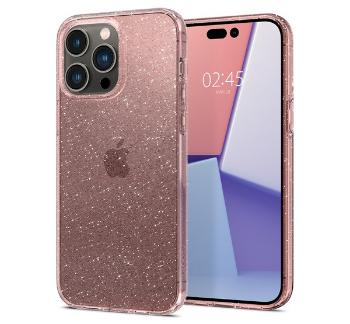 Spigen Liquid Crystal Glitter Apple iPhone 14 Pro tok, Glitter Rose Quartz, átlátszó