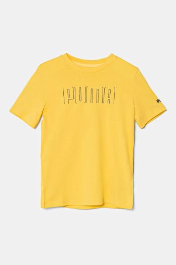 Detské bavlnené tričko Puma SPORT Graphic Tee žltá farba, s potlačou, 685850