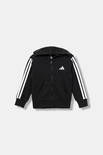 Detská mikina adidas čierna farba, s kapucňou, s nášivkou, JM0894