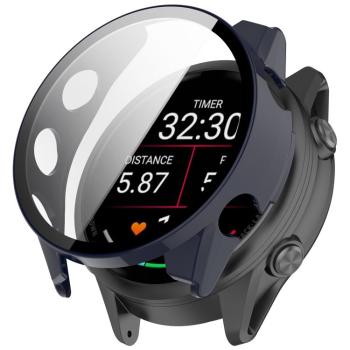 PC FULL COVER Plastový kryt so sklom pre Garmin Forerunner 970 tmavomodrý