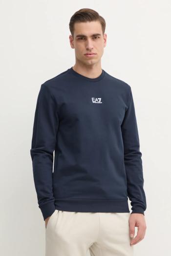 Bavlnená mikina EA7 Emporio Armani pánska, tmavomodrá farba, jednofarebná, PJVRZ.8NPM30