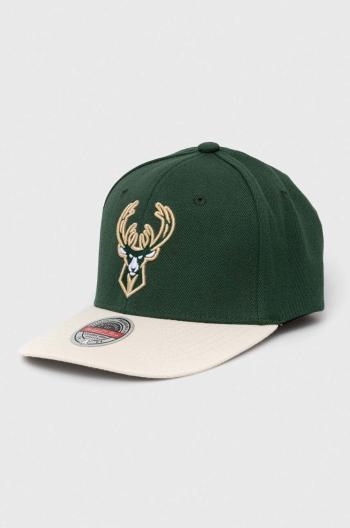 Šiltovka s prímesou vlny Mitchell&Ness Milwaukee Bucks zelená farba, s nášivkou