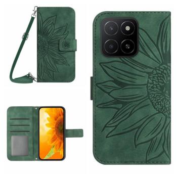 ART SUNFLOWER Peňaženkový obal so šnúrkou pre Honor X8c zelený