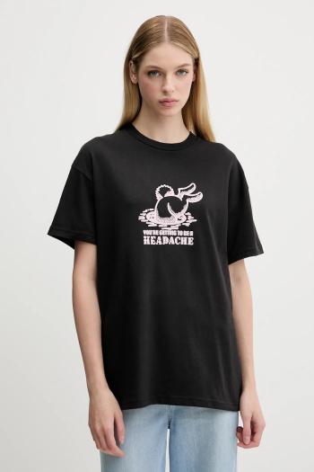 Bavlnené tričko Vans dámske, čierna farba, VN000RCDBLK1