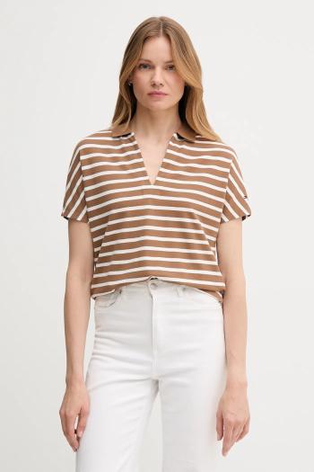 Polo tričko Tommy Hilfiger dámske, hnedá farba, WW0WW46512