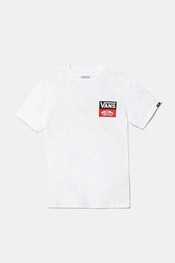 Detské bavlnené tričko Vans OG LOGO biela farba, s potlačou, VN000GDGWHT1