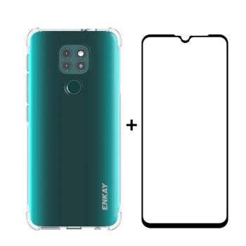 ENKAY Priehľadný obal + 3D sklo Motorola Moto G9 Play / E7 Plus