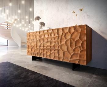 Komoda Solu 175 cm prírodná akácia 2 dvierka 3 zásuvky 3D