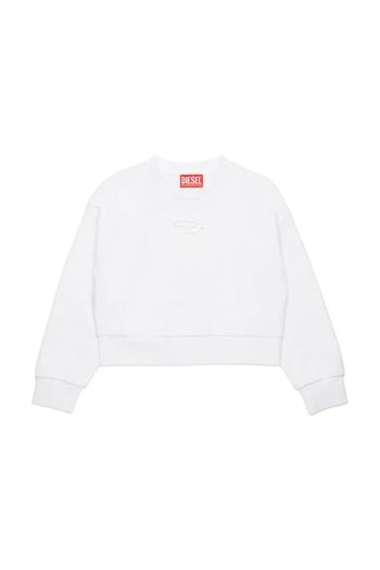 Detská bavlnená mikina Diesel STRASLIUM SWEAT-SHIRT biela farba, jednofarebná, J01826