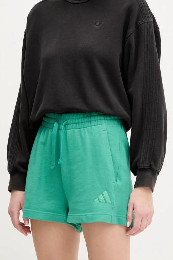 Bavlnené šortky adidas ALL SZN dámske, zelená farba, jednofarebné, vysoký pás, JD4731
