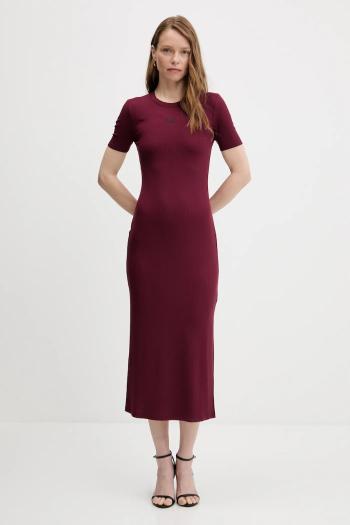 Šaty Calvin Klein Jeans bordová farba, maxi, rovný strih, LV044C902G