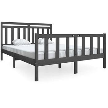 Rám postele sivý masívne drevo 150 × 200 cm King Size, 3100965