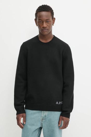 Vlnený sveter A.P.C. Pull Edward pánsky, čierna farba, WVBDJ.H23059