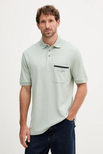 Bavlnené polo tričko Armani Exchange zelená farba, s potlačou, XM000990 AF10366