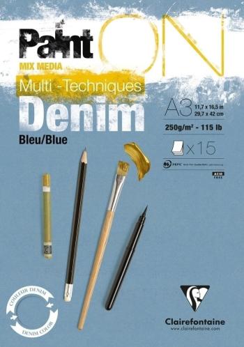 Clairefontaine Paint'On Pad Denim Blue Glued Skicár A3 250 g