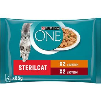 Purina ONE Sterilcat minifiletky s kuracím mäsom a zelenými fazuľkami, s hovädzím mäsom a mrkvou v š (7613287367327)