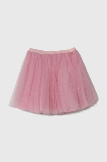 Dievčenská sukňa Guess ružová farba, mini, áčkový strih