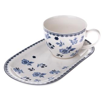 Porcelánový hrnček s podnosom Floral, 445 ml