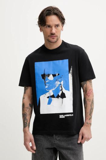Bavlnené tričko Karl Lagerfeld Jeans pánske, čierna farba, s potlačou, A2M17036