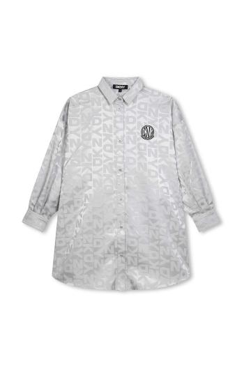 Dievčenské šaty Dkny šedá farba, mini, rovný strih, D60254