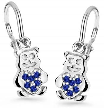 Cutie Jewellery Detské náušnice z bieleho zlata Medvedíky C2751-10-X-2 modrá