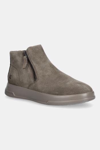 Semišové topánky Ecco Move Zip Bootie béžová farba, na plochom podpätku, 223823-05559