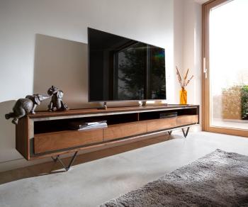 TV stolík Stonegrace 240 cm Akácia hnedá kamenina 4 zásuvky 1