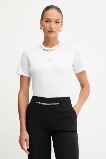 Bavlnené tričko Elisabetta Franchi dámske, biela farba, MA02856E2