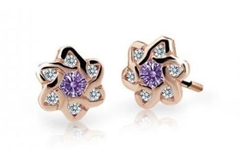 Cutie Jewellery Detské náušnice z ružového zlata C2149-30-X-4 fialová