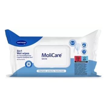 MOLICARE SKIN Wet wipes 3v1 vlhčené obrúsky s harmančekom 50 kusov