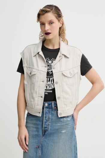 Vesta Levi's SHRUNKEN 90S VEST dámska, béžová farba, prechodná, 001W2