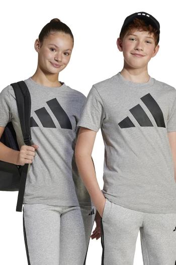 Detské bavlnené tričko adidas šedá farba, s potlačou, JC9663