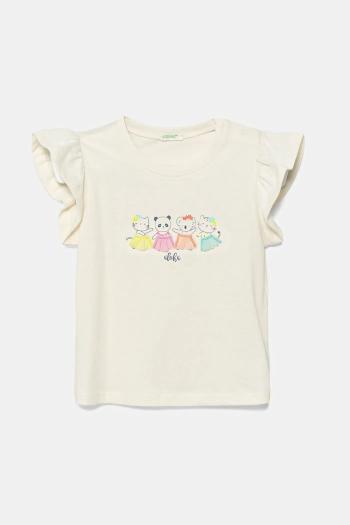 Detské bavlnené tričko United Colors of Benetton béžová farba, 3096A106F
