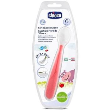 Chicco lyžička silikón Soft 6 m+, červená (8058664031818)