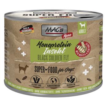6x180g MAC's Monoprotein rovarok & superfood nedves kutyatáp Fekete katonalégy lárvákkal (hermetia illucens)