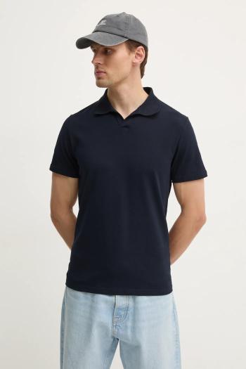 Polo tričko Filippa K pánske, tmavomodrá farba, jednofarebné, 28909