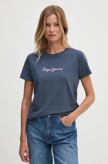 Bavlnené tričko Pepe Jeans FIORE dámske, tmavomodrá farba, PL505951