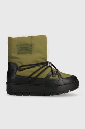 Snehule Tommy Hilfiger TOMMY ESSENTIAL SNOWBOOT zelená farba, FW0FW07504