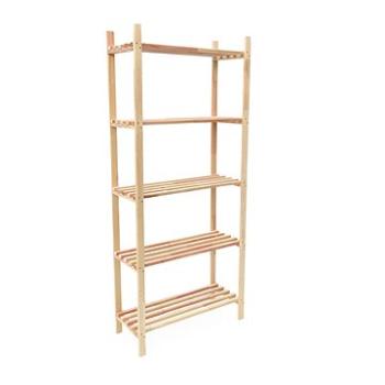 ROJAPLAST Regál drevený 5 políc 80 × 40 × 170 cm (1383)