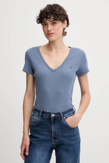 Tričko Tommy Jeans dámske, žltá farba, DW0DW17385