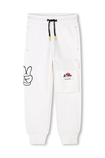 Detské bavlnené tepláky Marc Jacobs x Disney béžová farba, s nášivkou, W60466