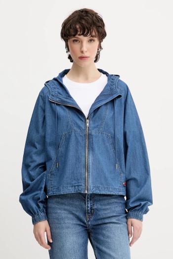 Bavlnená bunda Tommy Jeans tmavomodrá farba, prechodná, oversize, DW0DW21064