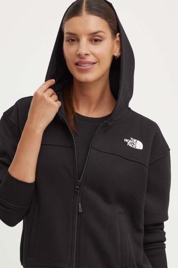 Mikina The North Face W Essential Fz Hoodie dámska, čierna farba, s kapucňou, s potlačou, NF0A853VJK31