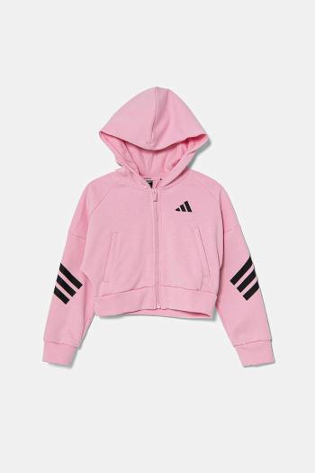 Detská mikina adidas ružová farba, s kapucňou, s potlačou, JD1300