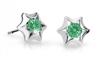 Cutie Jewellery Detské náušnice z bieleho zlata C2159-30-X-2 zelená