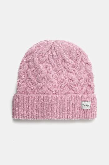 Detská čiapka Pepe Jeans ZAIDA HAT ružová farba biela, z hrubej pleteniny, PG040242