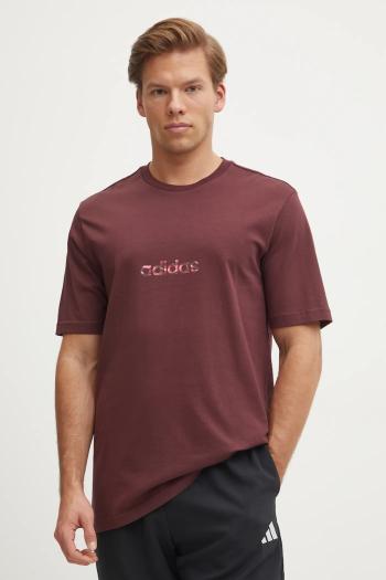 Bavlnené tričko adidas Camo pánske, červená farba, s potlačou, JN1404