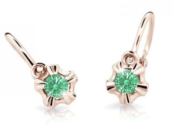 Cutie Jewellery Detské náušnice z ružového zlata C2158-10-X-4 zelená