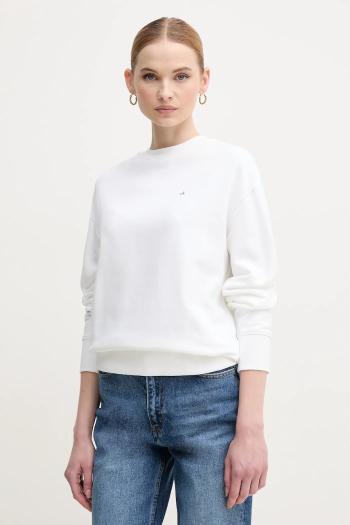 Bavlnená mikina Calvin Klein dámska, biela farba, jednofarebná, K20K208092