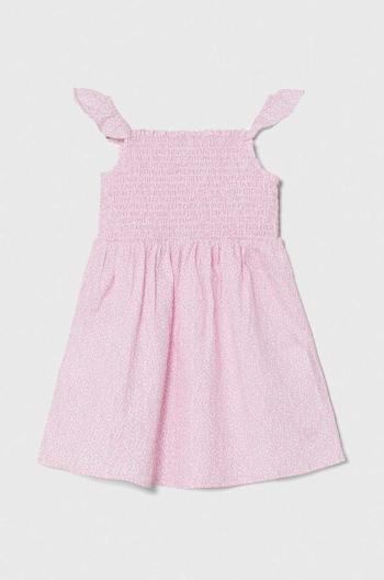 Dievčenské šaty Guess ružová farba, mini, áčkový strih
